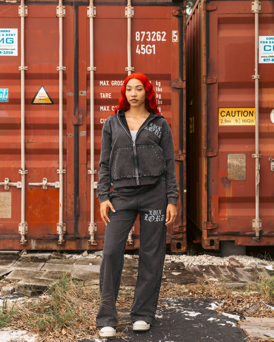 "GRAPHITE" GEMSTONE ZIP-UP