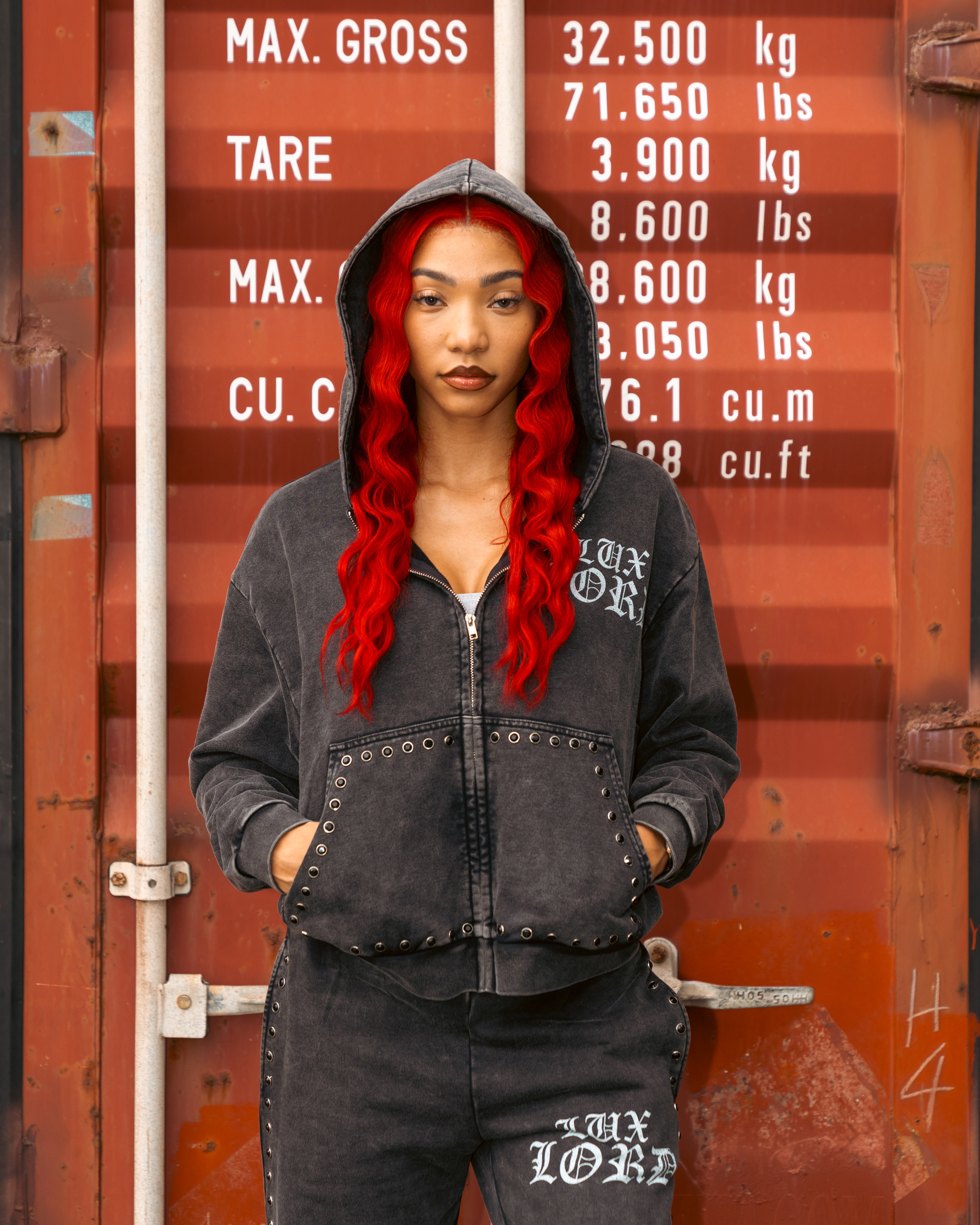 "GRAPHITE" GEMSTONE ZIP-UP