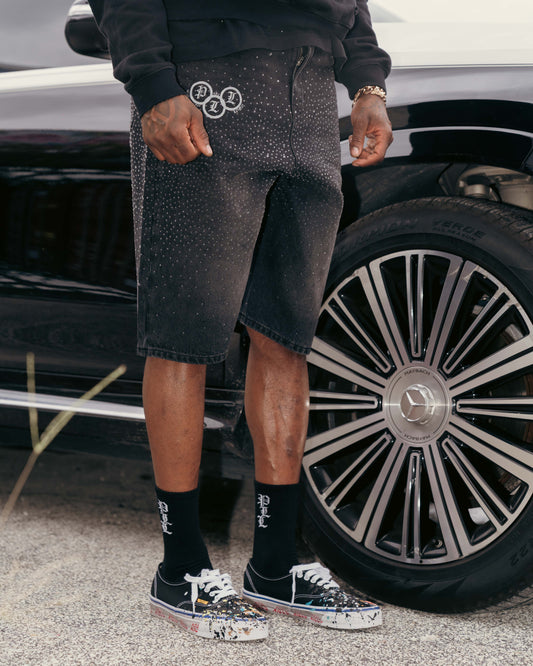 "STUNNA" RHINESTONE JORTS