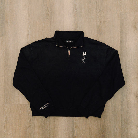"BLACK CREST" QUARTER ZIP HOODIE (PRE ORDER)