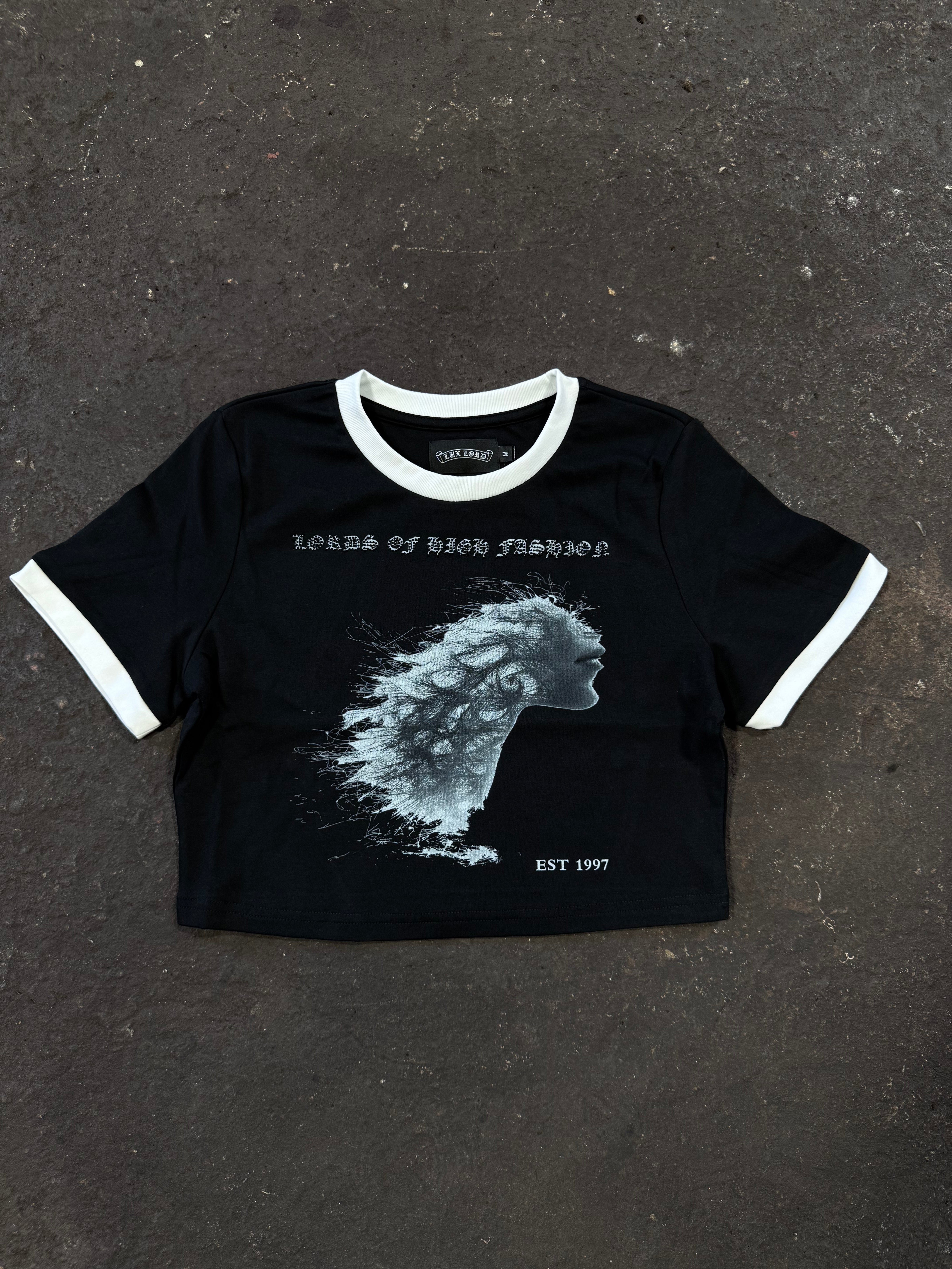 Womens Black LOHF Crop Tee