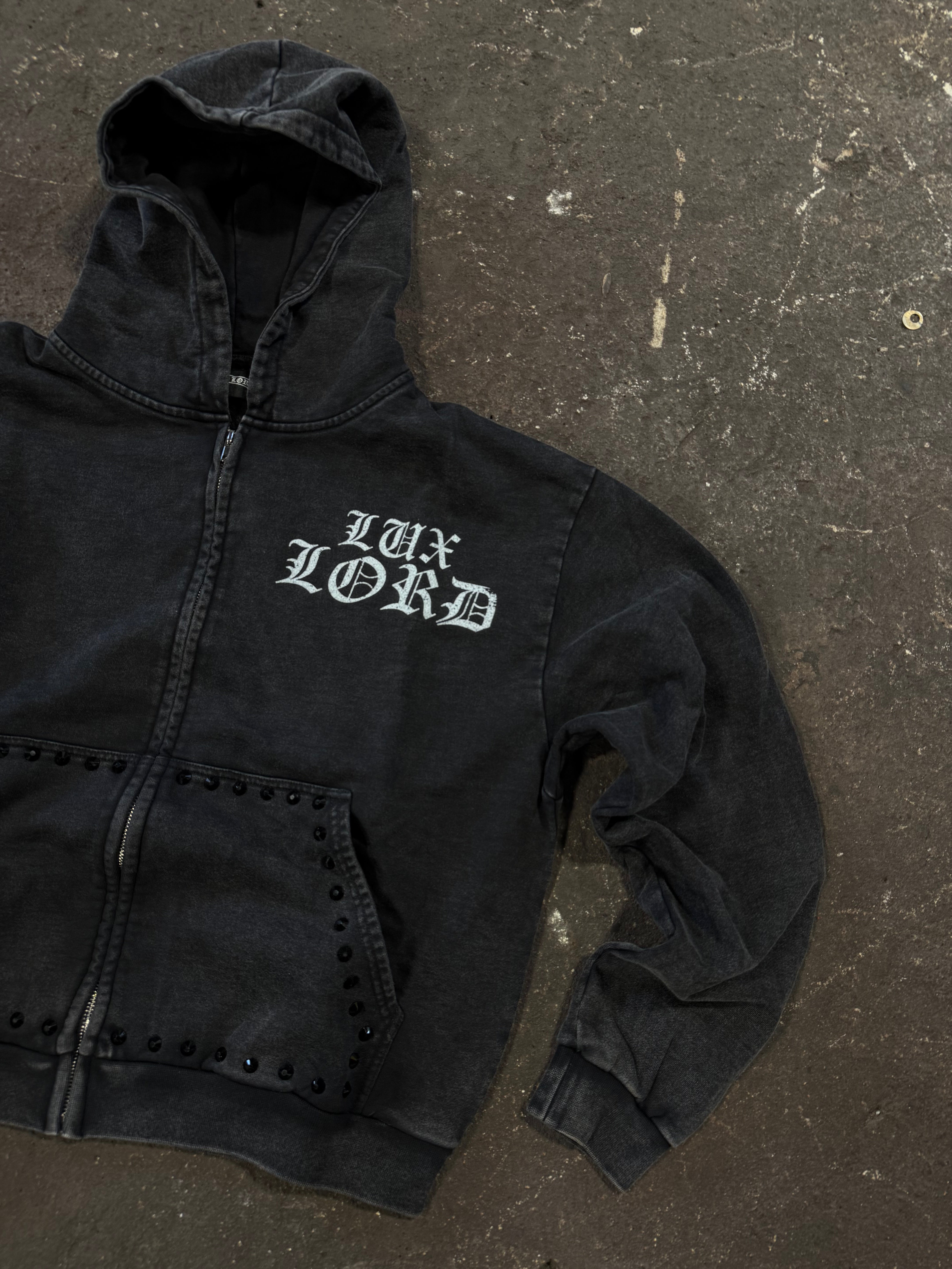 "GRAPHITE" GEMSTONE ZIP-UP