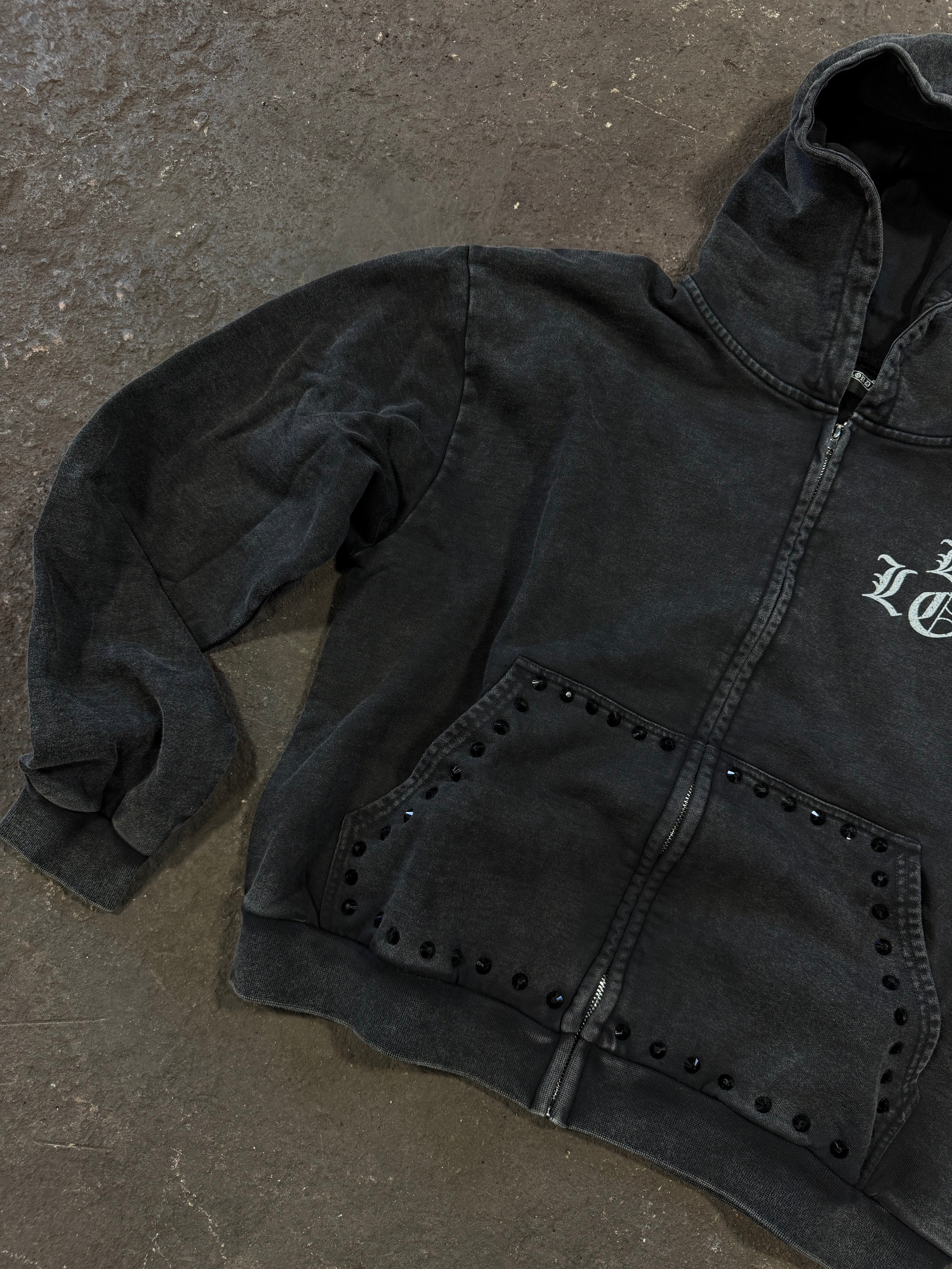 "GRAPHITE" GEMSTONE ZIP-UP