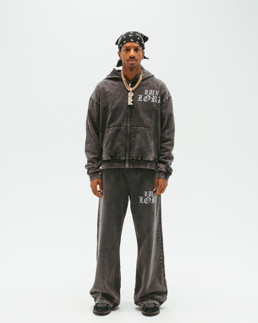 "GRAPHITE" GEMSTONE ZIP-UP