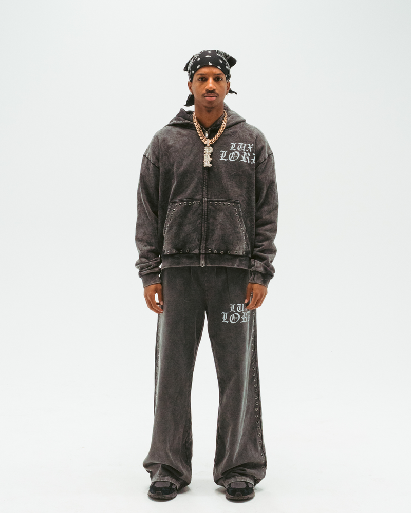 "GRAPHITE" GEMSTONE ZIP-UP