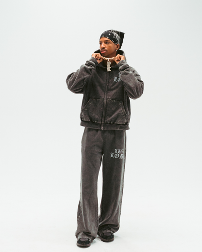 "GRAPHITE" GEMSTONE ZIP-UP