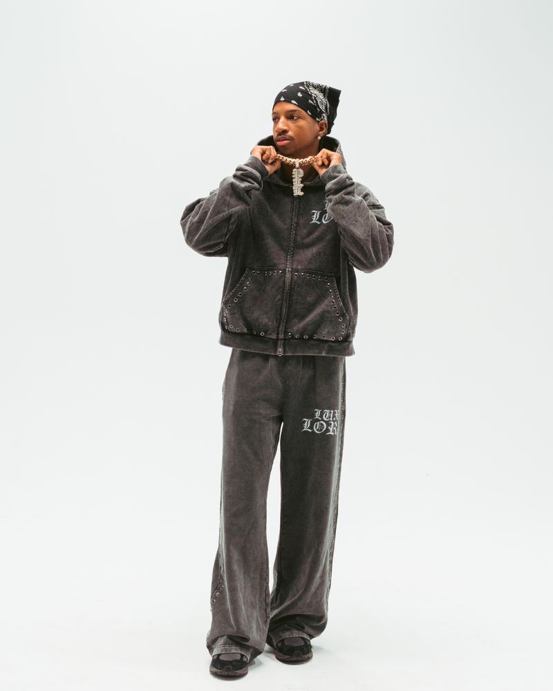 "GRAPHITE" GEMSTONE ZIP-UP