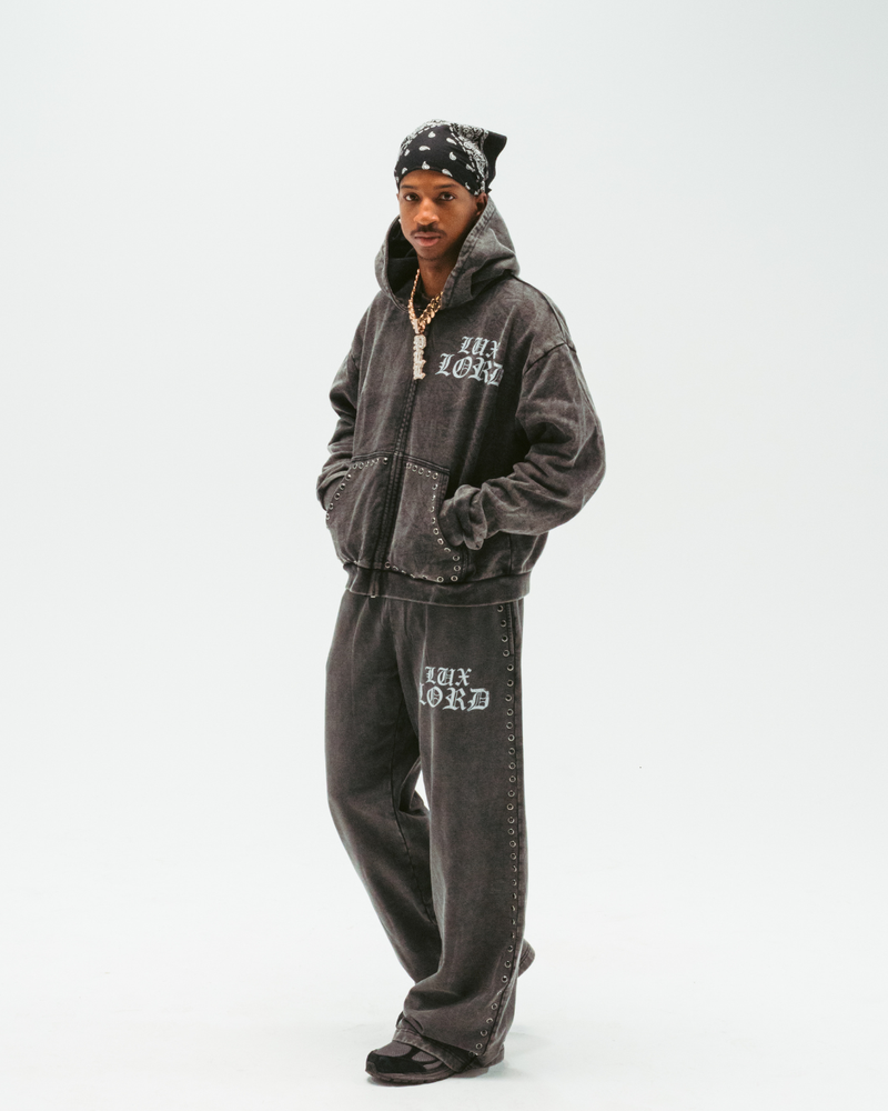 "GRAPHITE" GEMSTONE ZIP-UP